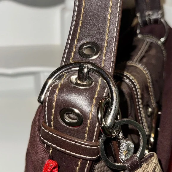 Coach Dark Brown Signature Canvas Shoulder Bag with Silver Hardware - Picture 8 of 8